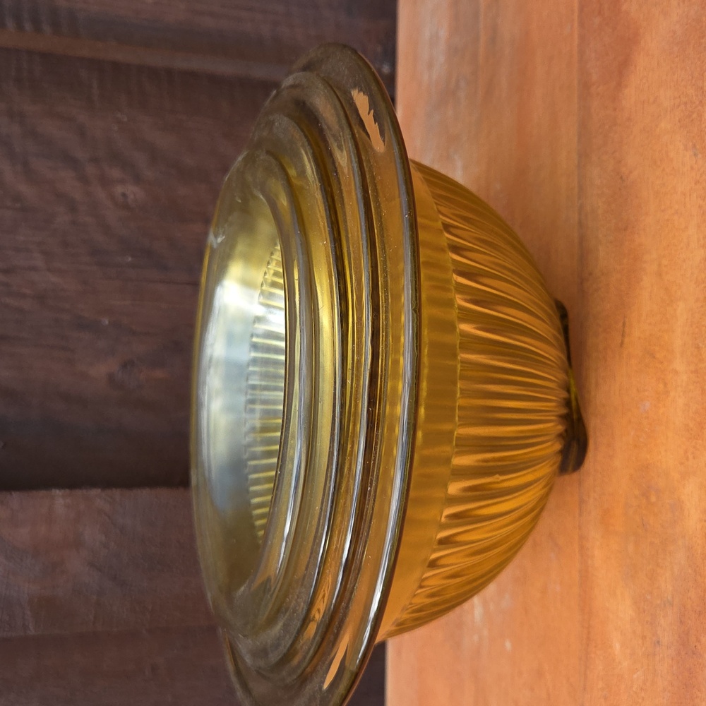 Amber Glass Ribbed Mixing Bowls Vintage 1930s Federal Glass Co.